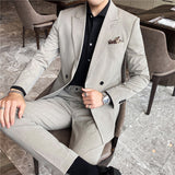 Double Brewed Seersucker Suit Men's Casual Best Man Suit