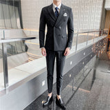 Double Brewed Seersucker Suit Spring and Autumn Suit Male Striped Suit