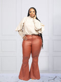 Women Plus Size Pants High Waist Slim and Sexy Bodycon Horn Leather Pants