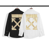 Off White Sweatshirt Long Sleeve Autumn Shirt Warning Line Pure Cotton Casual Fashion Shirt