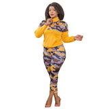 Women Plus Size Co-Ords Camouflage Print Knitted Fashion Casual Two-Piece Suit