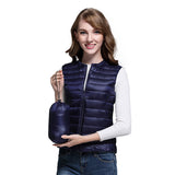 Women Winter Coats Puffer down Vest Lightweight down Vest Women's Short Slim round Neck