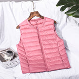 Women Winter Coats Puffer down Vest Lightweight down Vest Women's Short Slim round Neck