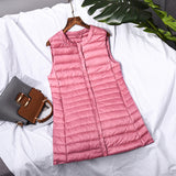Women Winter Coats Puffer down Vest Lightweight down Waistcoat Women's plus Size round Neck Coat