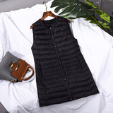 Women Winter Coats Puffer down Vest Lightweight down Waistcoat Women's plus Size round Neck Coat