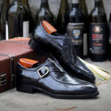 Indo Western Shoes Autumn Leather Shoes Men's Monk Shoes Square Toe Shoes Men