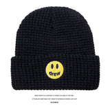 Justin Bieber Toque Smiley Face Woolen Cap Drew Cap Embroidery Men and Women Retro