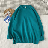 Men's Sweater Fall Winter Men Loose Solid Color round Neck Sweater