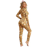 Women Plus Size Jumpsuits Knitted Printed Tight Sexy Christmas Jumpsuit