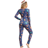 Women Plus Size Jumpsuits Christmas Knitted Printed Tight Sexy Home Wear Jumpsuit