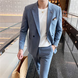 Double Brewed Seersucker Suit Men's Casual Best Man Suit