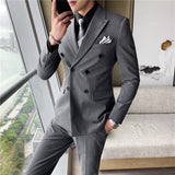 Double Brewed Seersucker Suit Spring and Autumn Suit Male Striped Suit