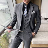 Double Brewed Seersucker Suit Spring and Autumn Suit Male Striped Suit