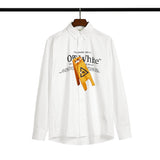 Off White Sweatshirt Long Sleeve Autumn Shirt Letter Splicing Danger Warning Pure Cotton All-Matching Shirt