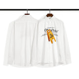 Off White Sweatshirt Long Sleeve Autumn Shirt Letter Splicing Danger Warning Pure Cotton All-Matching Shirt