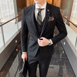Seersucker Suit Slim Three-Piece Suit Men 'S Suit Set