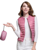 Women Winter Coats Puffer down Vest Lightweight down Vest Women's Short Slim round Neck