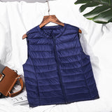 Women Winter Coats Puffer down Vest Lightweight down Vest Women's Short Slim round Neck