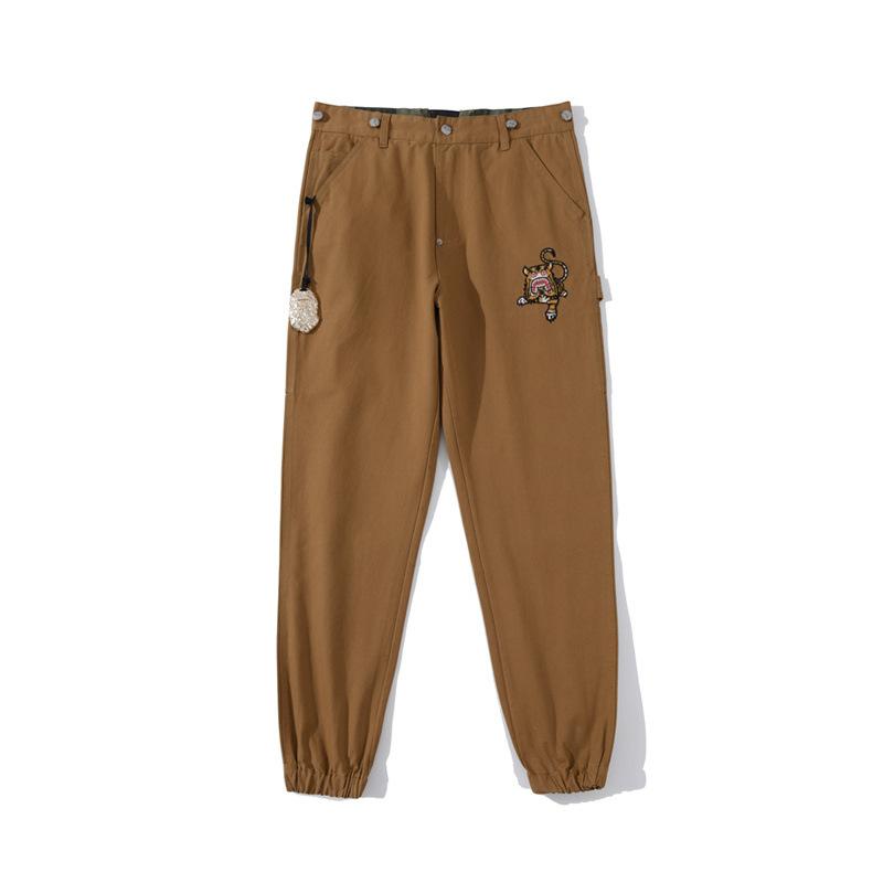 Shark Print Pant Fashion Brand Embroidery Overalls Men's Street Fashion Casual Pants