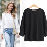 Women Plus Size Tops Round Neck Wrist-Length Sleeve Top