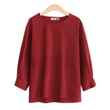 Women Plus Size Tops Round Neck Wrist-Length Sleeve Top