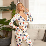 Women Plus Size Jumpsuits Tight Sexy Knitted Printed Christmas Homewear Jumpsuit