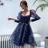 Bohemian Beach Dress Small Floral Square Collar