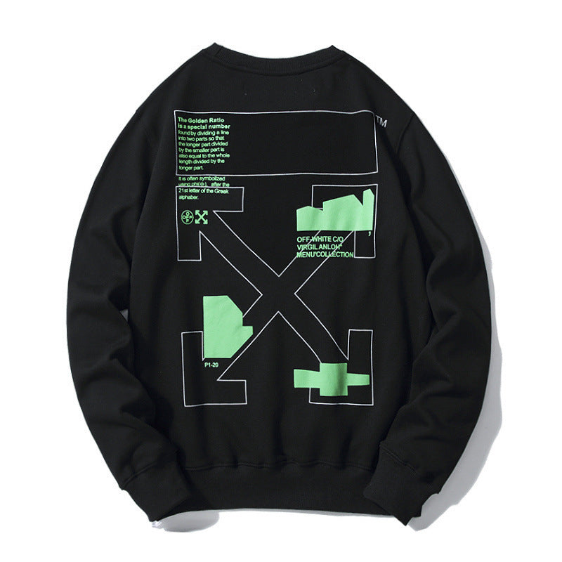 Off White Sweatshirts Long Sleeve round Neck Sweater Graffiti Sketch Letter Arrow Pure Cotton round-Neck Pullover