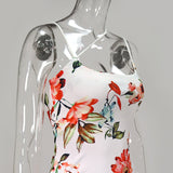 Women Summer Dresses  Midi Dress Sexy Print Suspender Midi Dress