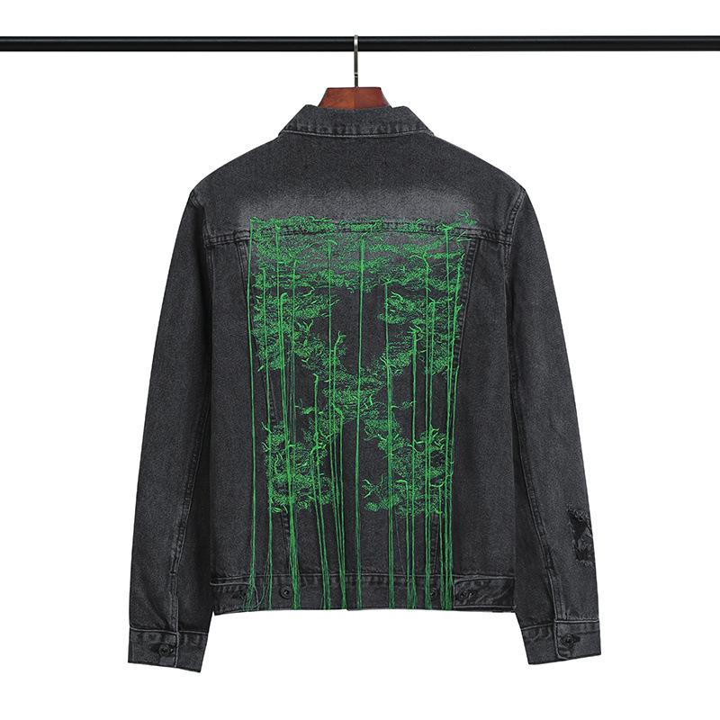 Arrow Denim Jacket Jean Coat Letter Arrow Washed Distressed Unisex Denim Jacket Coat Owt