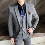 Seersucker Suit Slim Three-Piece Suit Men 'S Suit Set
