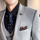 Seersucker Suit Slim Three-Piece Suit Men 'S Suit Set