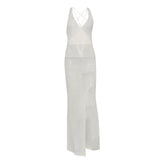 Summer Fashion V-neck Backless See-through Beach Vest Long Dress Dress