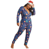 Women Plus Size Jumpsuits Christmas Knitted Printed Tight Sexy Home Wear Jumpsuit