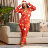 Women Plus Size Jumpsuits Christmas Sexy Tight Knitted Printed Homewear Jumpsuits