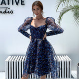 Bohemian Beach Dress Small Floral Square Collar