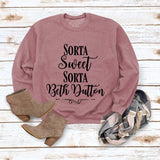 Beth Dutton Outfits Sorta Sweet Sorta Beth Dutton Winter Letter Casual round Neck Sweater