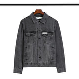Arrow Denim Jacket Jean Coat off Ow White Letter Denim Jacket Coat Owt Arrow Washed Distressed Men and Women