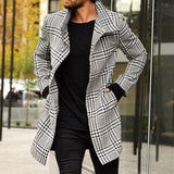 John Dutton Jacket Fall/Winter Plaid Lapel Single Breasted Mid-Length Coat