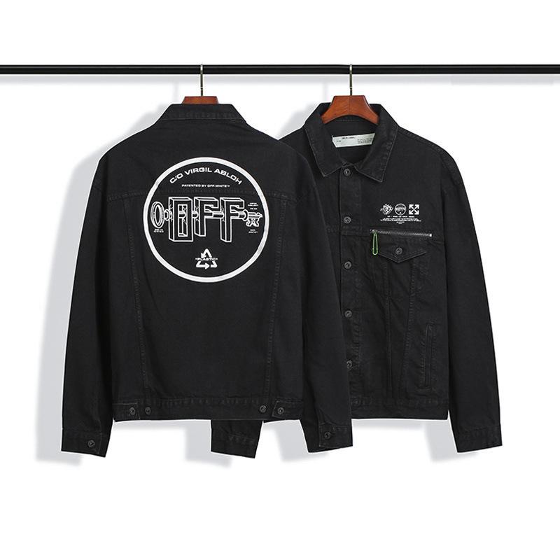 Arrow Denim Jacket Jean Coat Letters Washed Distressed Unisex Motorcycle Denim Jacket Owt