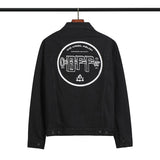Arrow Denim Jacket Jean Coat Letters Washed Distressed Unisex Motorcycle Denim Jacket Owt
