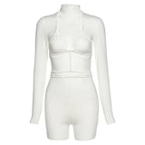 Women 'S Spring Clothing Sexy Cutout High Waist Lace-Up Hip Raise Skinny Sports Jumpsuit