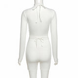 Women 'S Spring Clothing Sexy Cutout High Waist Lace-Up Hip Raise Skinny Sports Jumpsuit