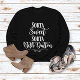 Beth Dutton Outfits Sorta Sweet Sorta Beth Dutton Winter Letter Casual round Neck Sweater