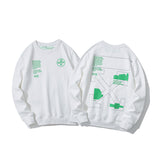 Off White Sweatshirts Long Sleeve round Neck Sweater Graffiti Sketch Letter Arrow Pure Cotton round-Neck Pullover