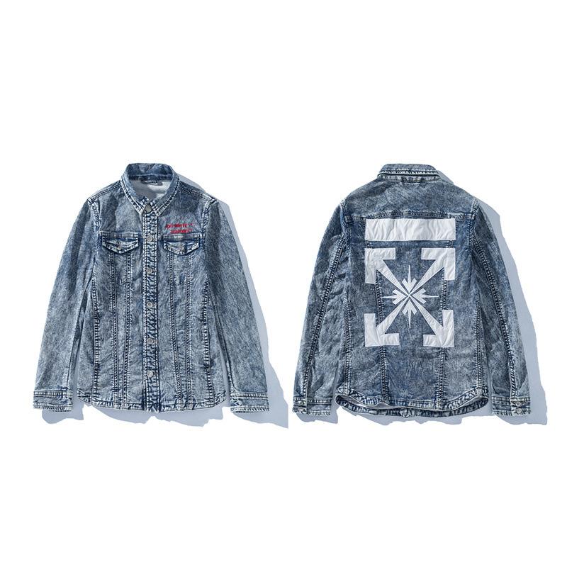 Arrow Denim Jacket Jean Coat OFF OW WHITE Denim Shirt Unisex Denim Jacket Coat Owt