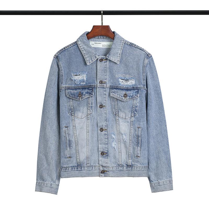 Arrow Denim Jacket Jean Coat off Embroidery Letter Arrow Jacket Coat Owt Washed Men and Women Couple Denim