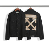 Arrow Denim Jacket Jean Coat off Ow White Tape Arrow Unisex Denim Jacket Coat Owt