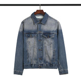 Arrow Denim Jacket Jean Coat Letter Arrow Washed Distressed Jacket Ow Unisex Denim Jacket Owt