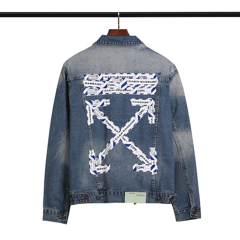 Arrow Denim Jacket Jean Coat Letter Arrow Washed Distressed Jacket Ow Unisex Denim Jacket Owt